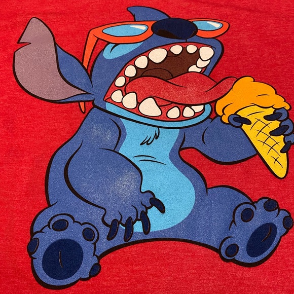 Stitch Eating Ice Cream T Shirt Red Size M Disney - Picture 7 of 12